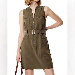 Karen Millen Utility Belt Dress in Khaki Green